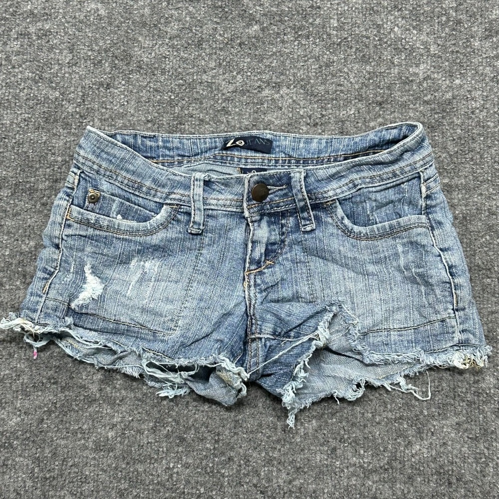 Z2 Jeans Shorts Womens Size 0 Blue Distressed Denim Cut Off Low Rise Raw Hem